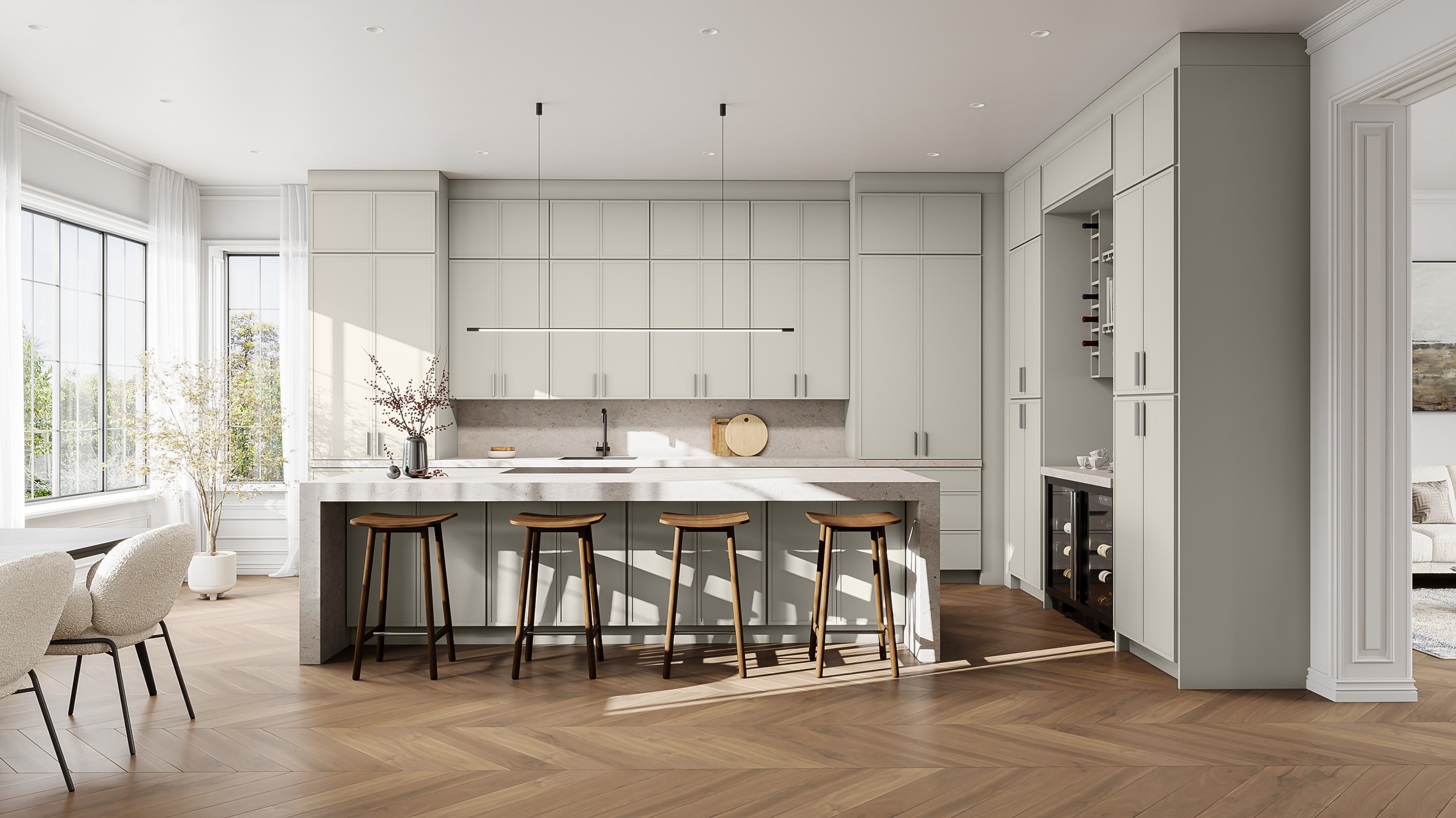 Dove in a real kitchen